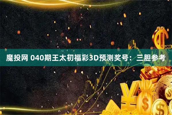 魔投网 040期王太初福彩3D预测奖号：三胆参考